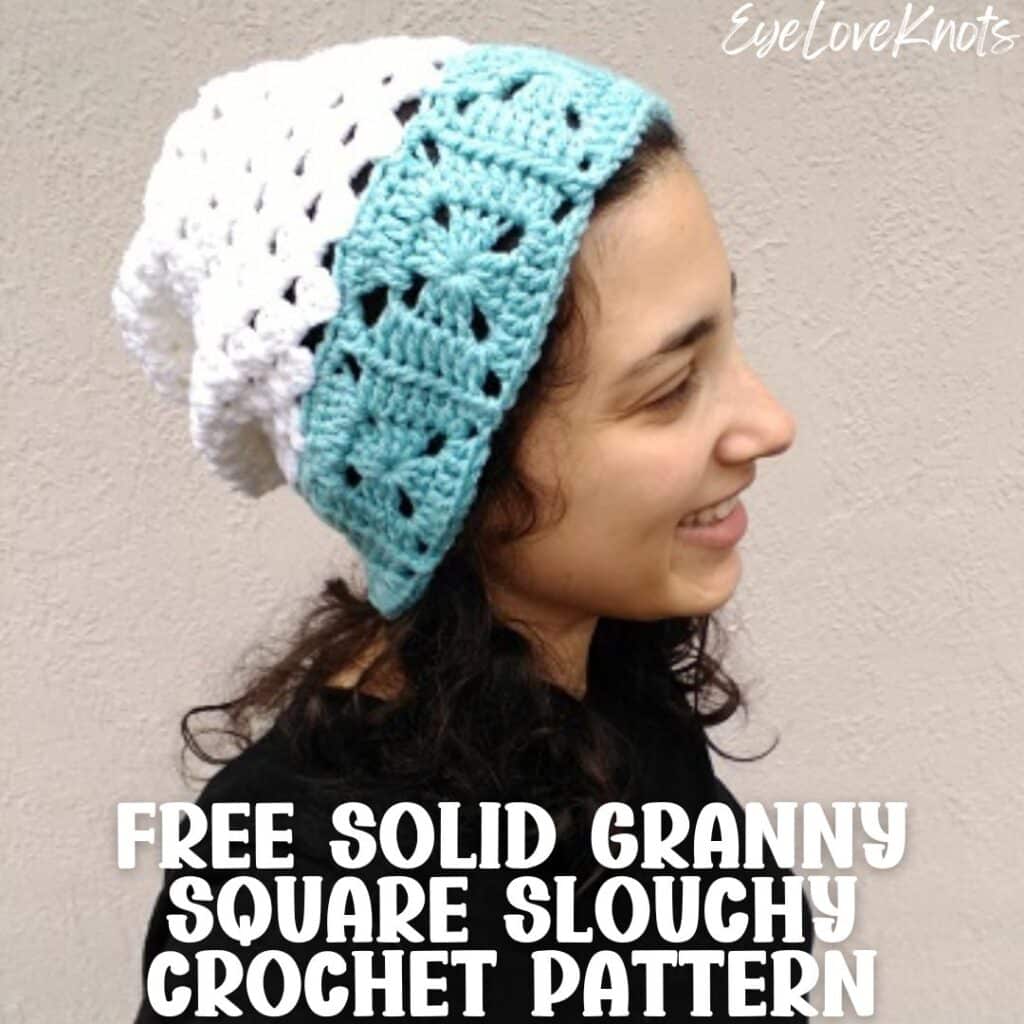 solid granny square slouchy hat free crochet pattern
