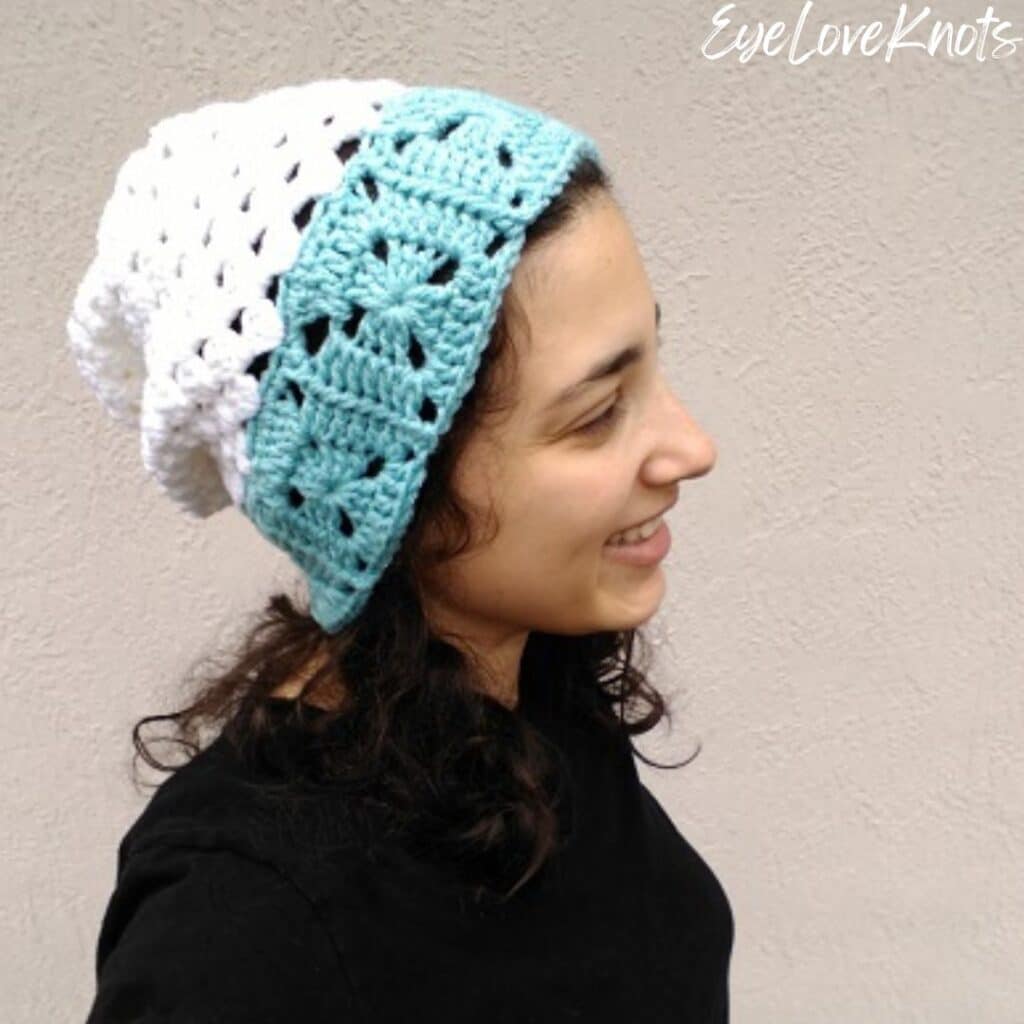 Solid Granny Square Slouchy Hat Free Crochet Pattern | Soleil Slouchy Hat -  Free Crochet Pattern - EyeLoveKnots, image size:1024x1024