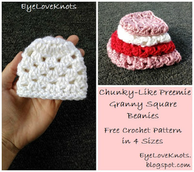 Chunky-Like Preemie Granny Square Beanies - 4 Sizes - Free Crochet ...