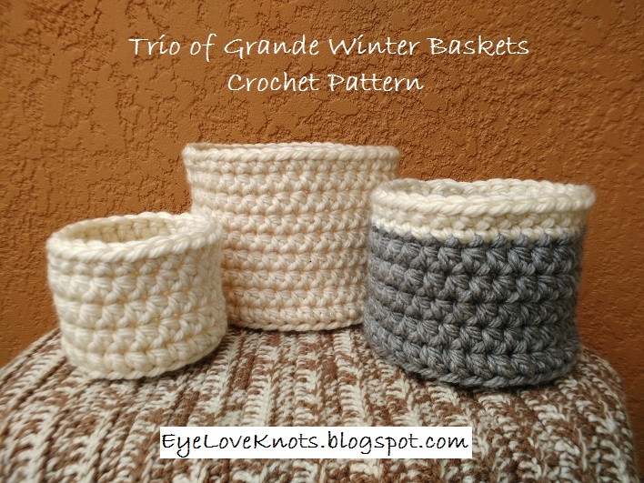 Baskets For Small Items From Knitted Yarn Good Condition 