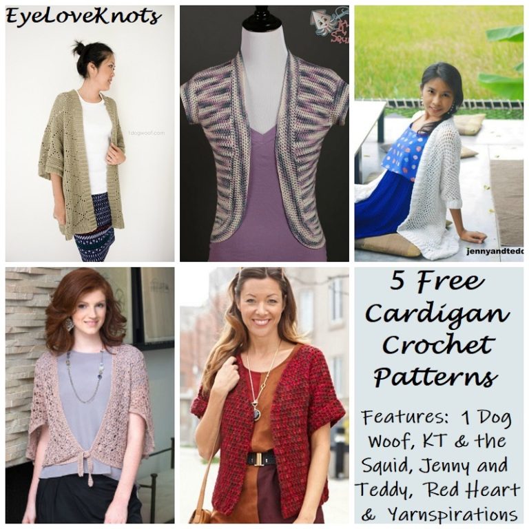 5 Free Cardigan Crochet Patterns - Round Up - EyeLoveKnots