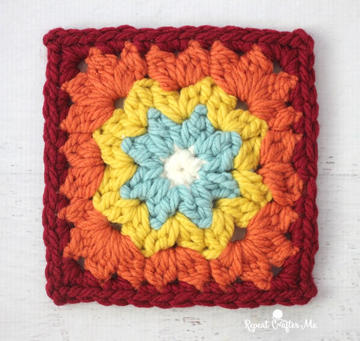 Crochet Leaf Granny Square - Repeat Crafter Me