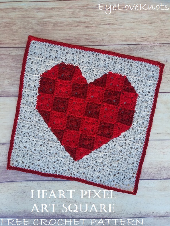 Heart Pixel Art Square Free Crochet Pattern EyeLoveKnots