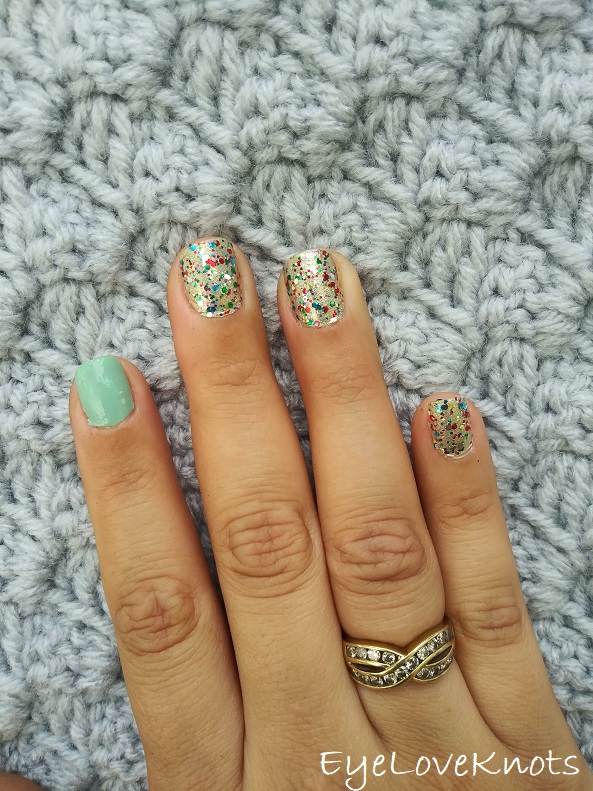Spring Nails: Mint Green and Confetti - EyeLoveKnots