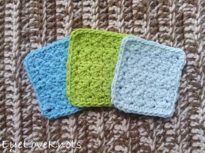 Handmade Cotton Crocheted Oranges & Blues with Green Scrubby