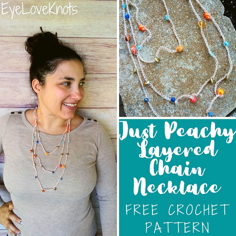 Just Peachy Layered Chain Necklace - Free Crochet Pattern - EyeLoveKnots