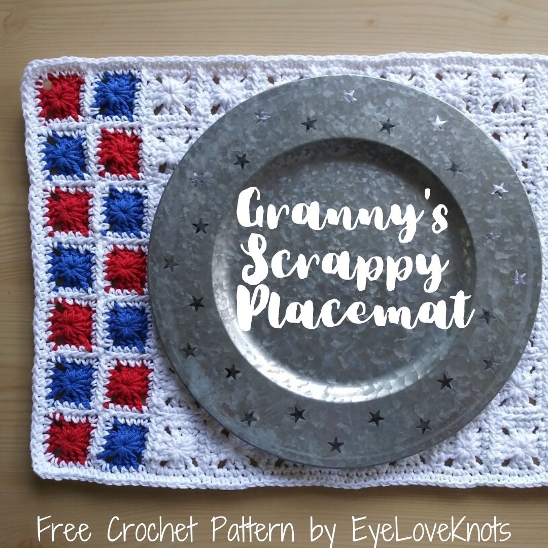Granny's Scrappy Placemat Free Crochet Pattern EyeLoveKnots