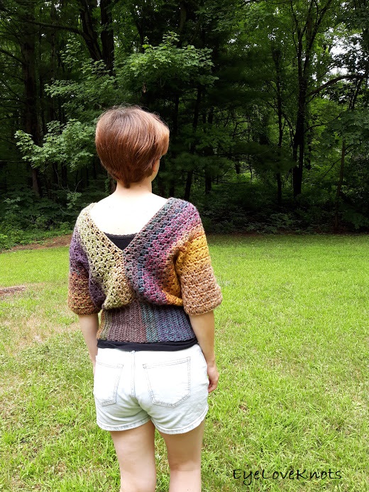 Slanted Granny V-Neck Pullover - Crochet Pattern Review - JolieKnots Crochet  - EyeLoveKnots