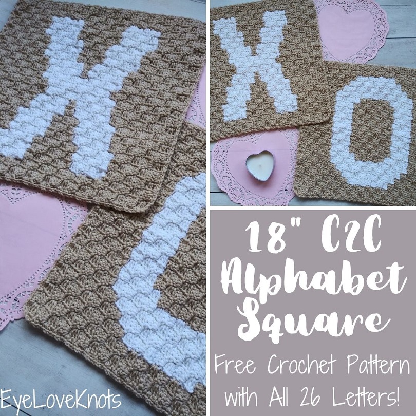 18 C2C Alphabet Square - Free Crochet Pattern - EyeLoveKnots