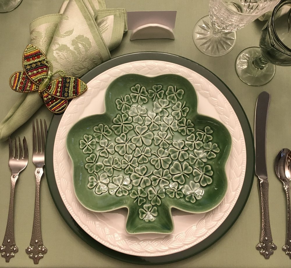 A Shamrock Tablescape for St. Patrick's Day from Whispers of the Heart