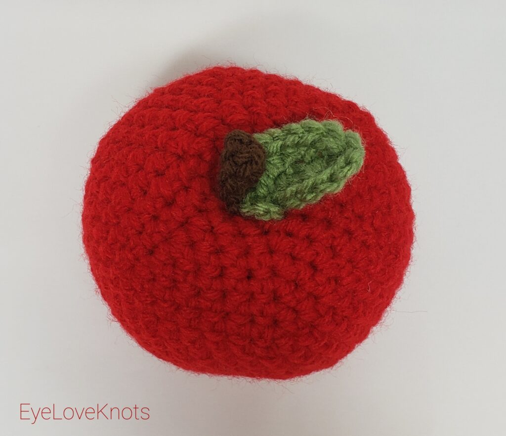 Red crocheted apple