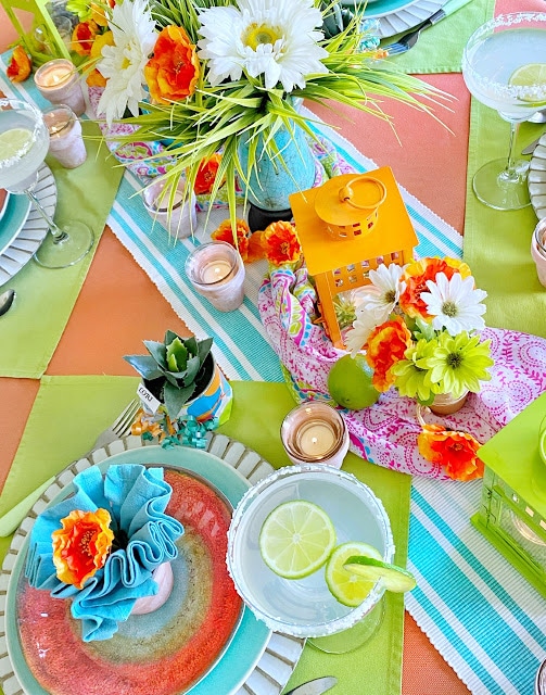 bright and cheery Cinco de Mayo tablescape