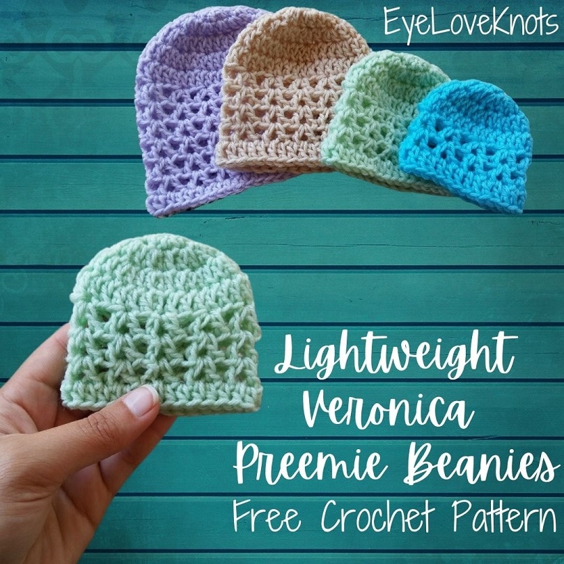 Lightweight Veronica Preemie Beanies Free Crochet Pattern by EyeLoveKnots