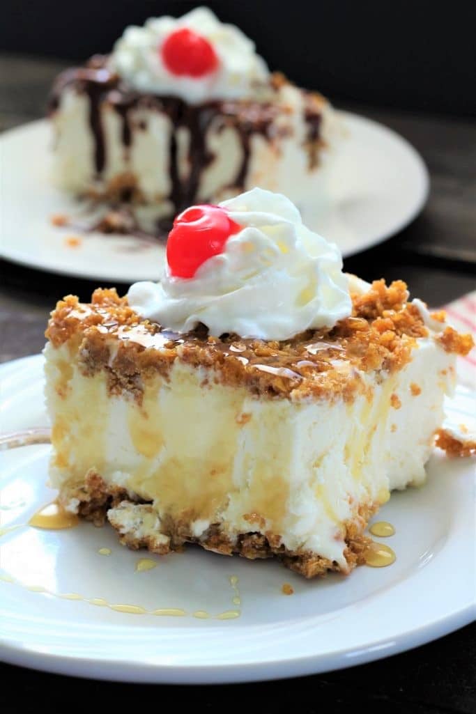 fried ice cream bars with whipped cream and a cherry on top