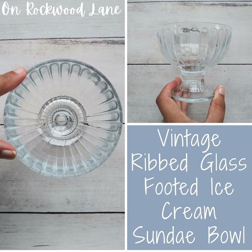 Vintage Ribbed Glass Footed Ice Cream Sundae Bowl