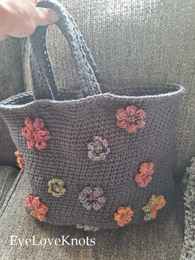 Grey Purse with Colorful Flowers, Cross Pollination Bag, EyeLoveKnots