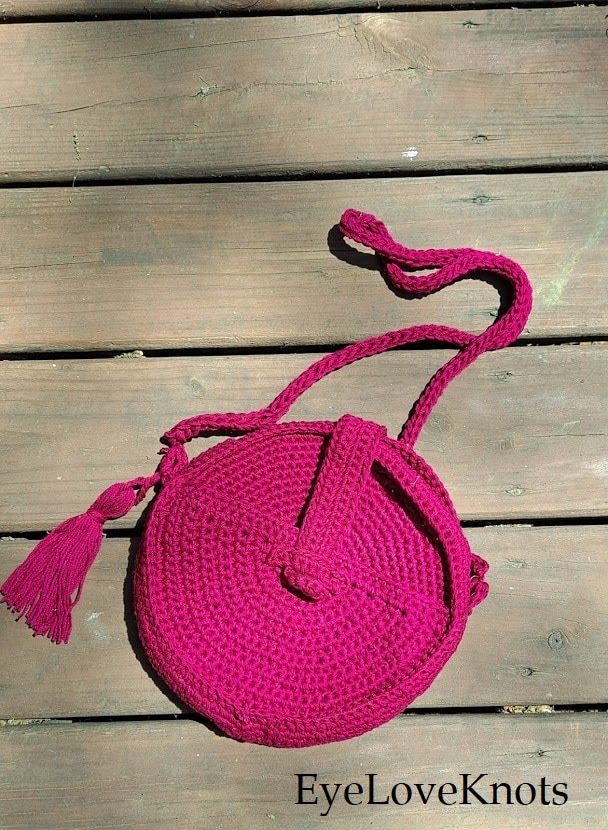 Pink Crochet Crossbody Canteen Bag, EyeLoveKnots