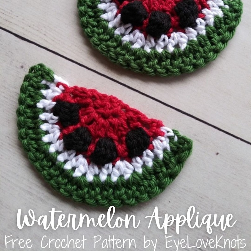 Watermelon Slice Applique - Free Crochet Pattern - EyeLoveKnots