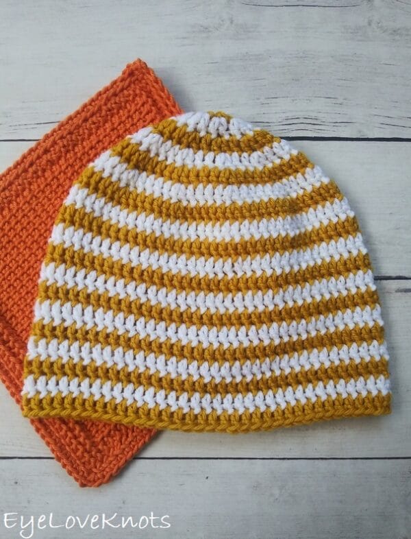 Free Double Crochet Striped Beanie Hat Pattern | Striped Dylan Claire ...
