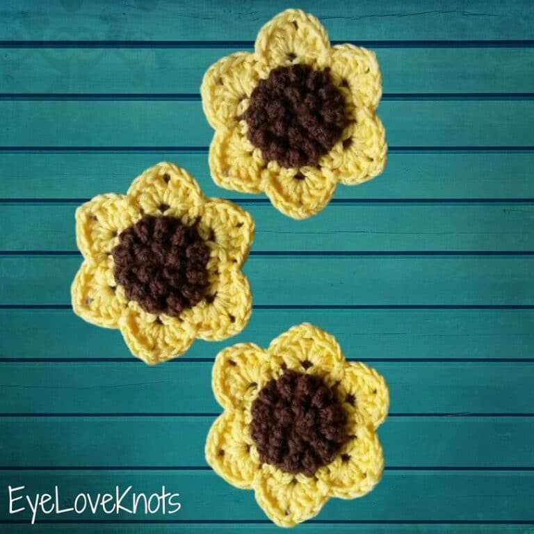 Sunflower Applique 2.0 - Free Crochet Pattern - Eyeloveknots