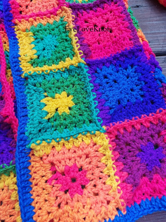 Red Heart Spectrum Dreams Crochet Granny Square Blanket