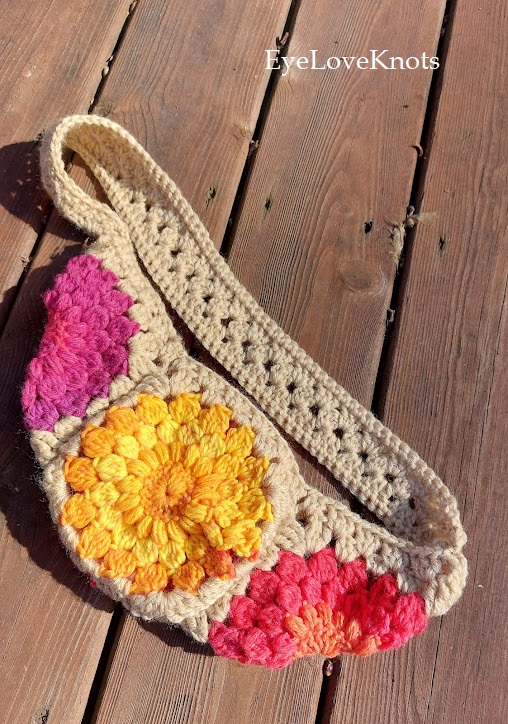 granny square crochet Fanny pack, bum bag. Fully lined