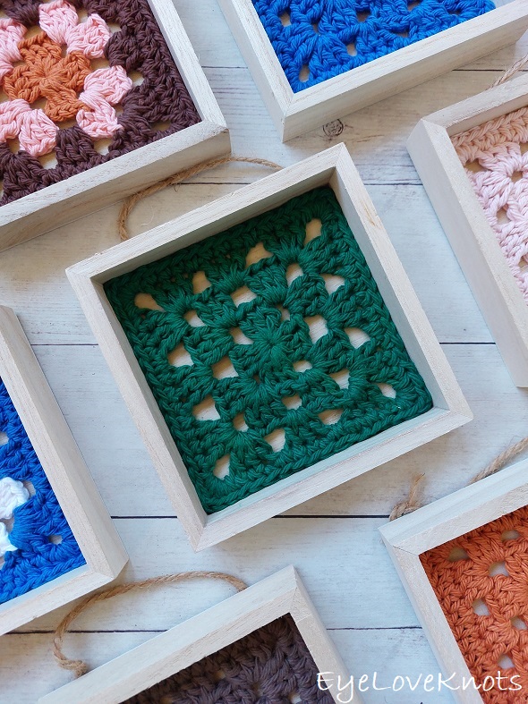 Gia Shadow Box - Free Crochet Pattern  Easy Granny Square Wall Hanging -  EyeLoveKnots