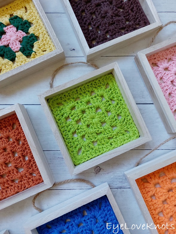 Gia Shadow Box - Free Crochet Pattern  Easy Granny Square Wall Hanging -  EyeLoveKnots