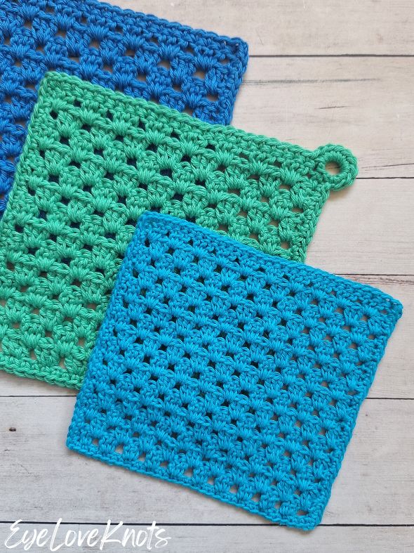 sport weight yarn crochet granny stitch washcloths
