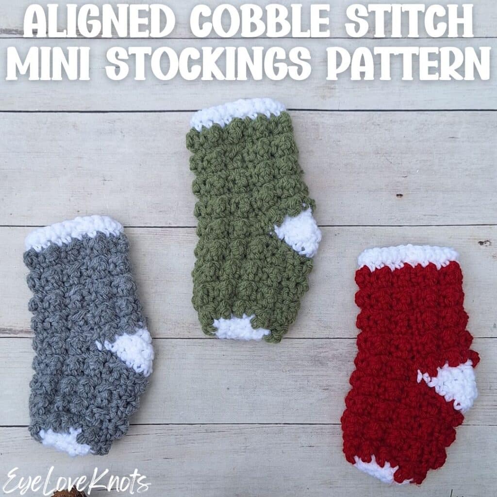 aligned cobble stitch mini stocking crochet pattern
