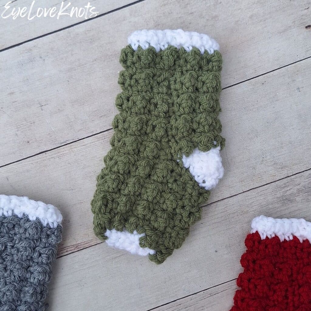aligned cobble stitch crochet mini stocking